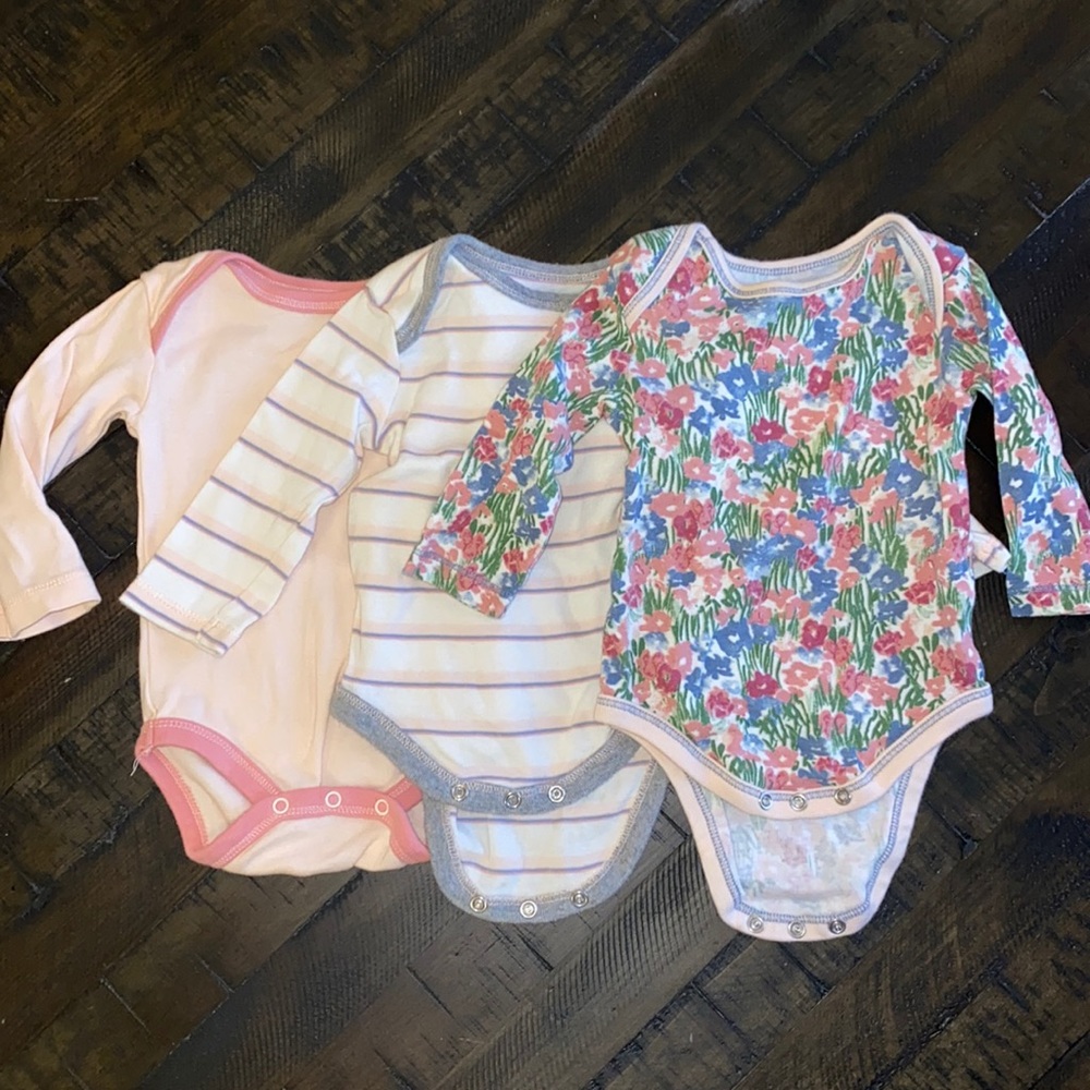 Burts Bees Baby Long Sleeve Onesie 3-pack